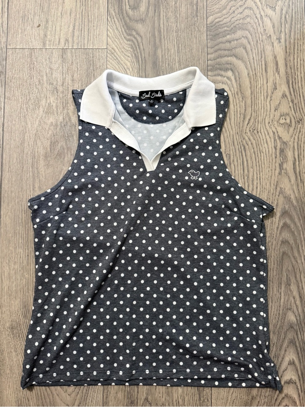 Bad Birdie Sleeveless Polka Dot Polo